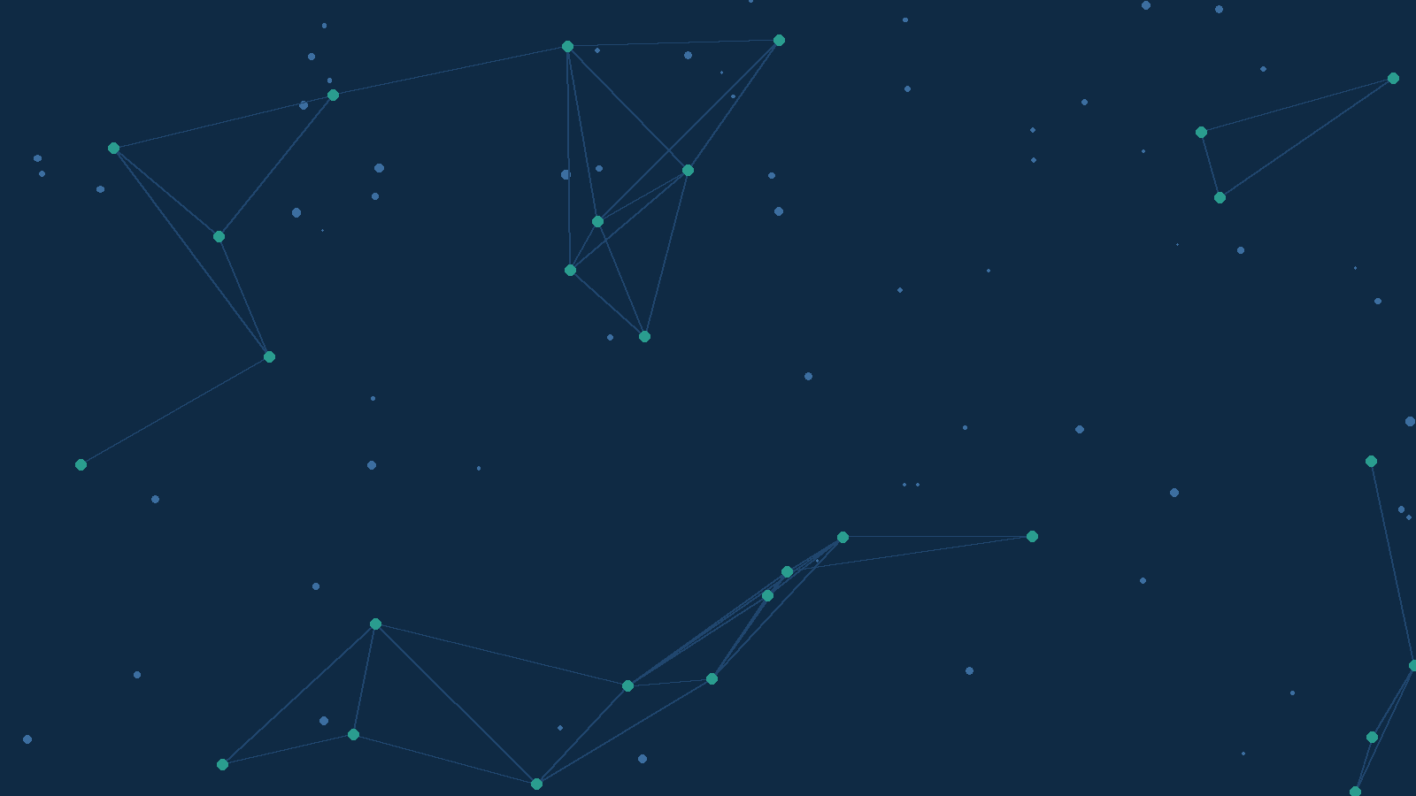 Abstract network of connected data points on a navy background